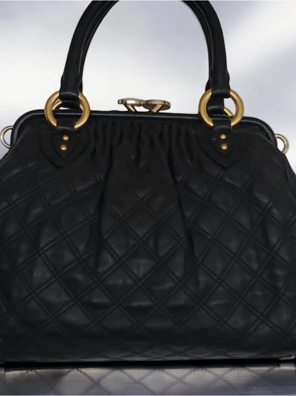 Rare Marc Jacobs Stam Bag Vintage Quilted Leather Kiss Lock - Black - Picture 3 of 10